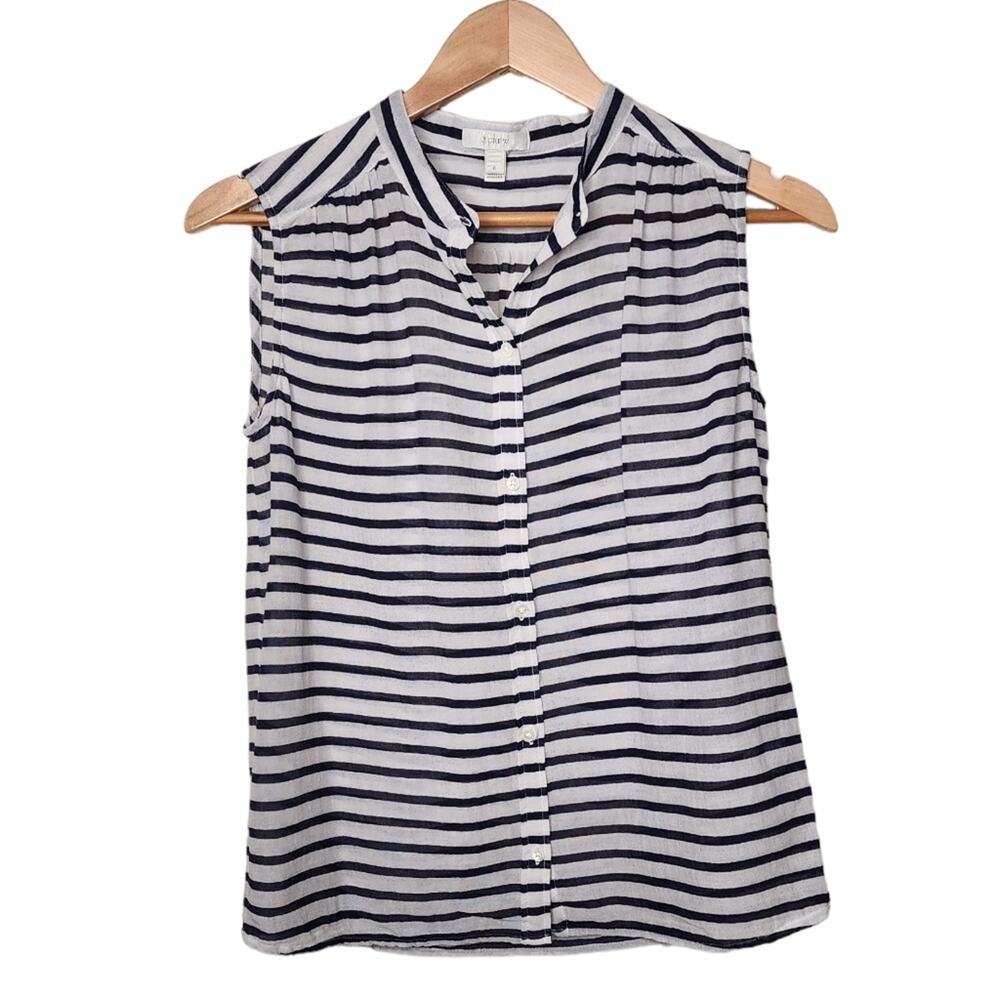 J.Crew Blue Striped Cotton Sleeveless Top 0